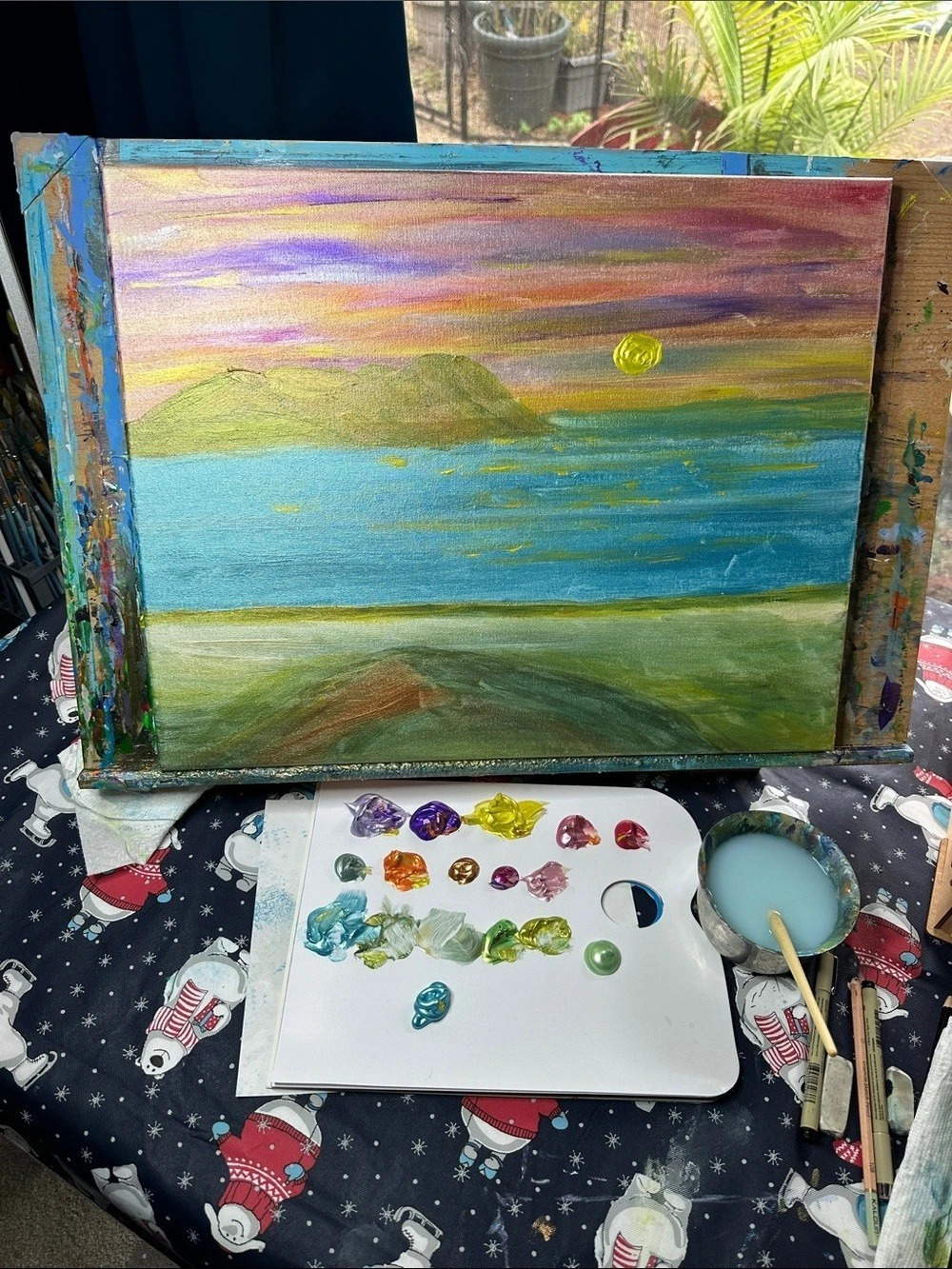 Original Landscape Painting in Blue & Green